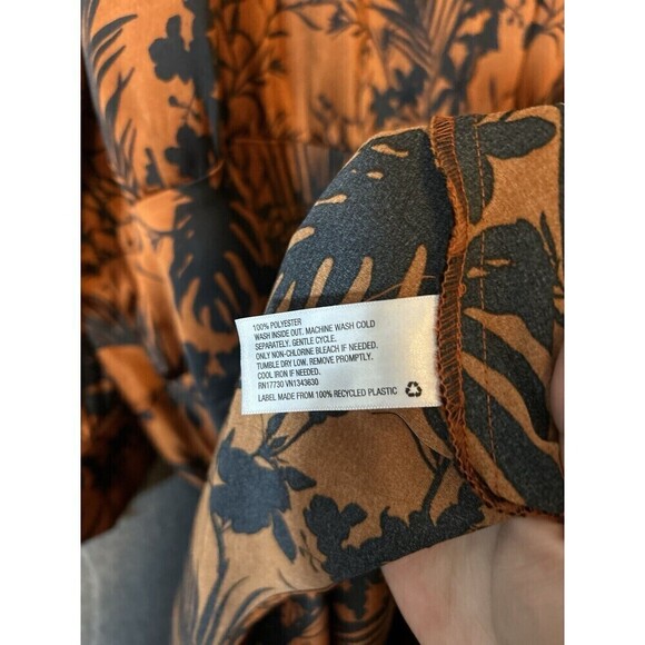 New Future Collective Women 2X Copper Floral Satin Flare Dress Whimsigoth Witchy - Picture 8 of 13